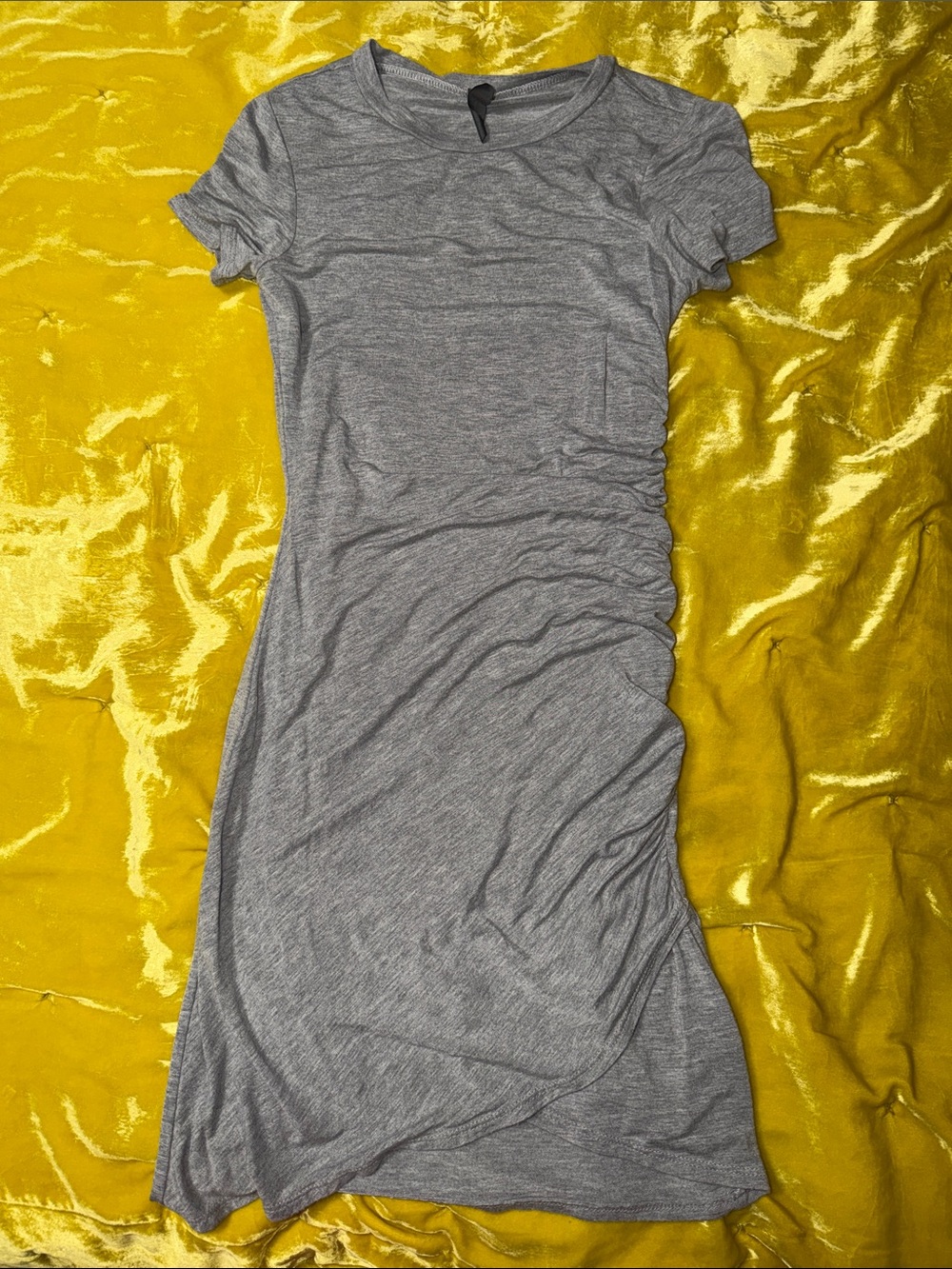 Alya Gray Ruched Mini T-Shirt Dress